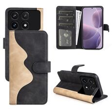 Custodia per telefono in pelle con vibrazione orizzontale con cucitura Xiaomi Redmi K70 (nera)