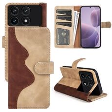 Custodia per cellulare in pelle con chiusura orizzontale con cuciture Xiaomi Redmi K70 (gialla)