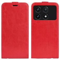 Custodia per telefono in pelle con vibrazione verticale singola per Xiaomi Redmi K70 R64 (rossa)