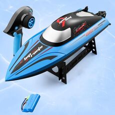 812 Barca RC ad alta velocità Motoscafo di grande potenza a lunga durata Impermeabile per ragazzi Giocattolo acquatico Batteria singola(Blu)