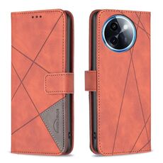 Per vivo Y200i 5G / Y38 5G Custodia in pelle con fibbia magnetica a rombo (marrone)