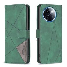 Per vivo Y200i 5G / Y38 5G Custodia per telefono in pelle con trama a rombo con fibbia magnetica (verde)