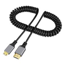 Cavo a molla HDMI tipo A a HDMI tipo C HDMI OD4.0, lunghezza: 0,5 m~2,4 m (guscio grigio)