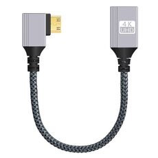 Cavo adattatore dati video HD da mini HDTV a HDTV con testa ad angolo retto per fotocamera DSLR (grigio)