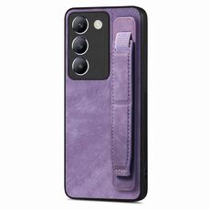 Custodia per telefono posteriore in pelle con supporto per cinturino retrò IDN per vivo Y100 (viola)