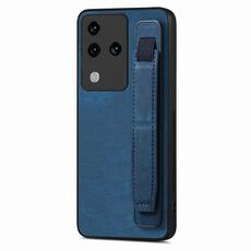 Custodia per telefono posteriore in pelle con supporto per cinturino retrò per vivo S18 Pro (blu)