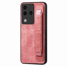 Custodia per telefono posteriore in pelle con supporto per cinturino retrò per vivo S18 (rosa)