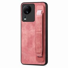 Per vivo iQOO Neo 7 SE Custodia retro in pelle con supporto per cinturino retrò (rosa)