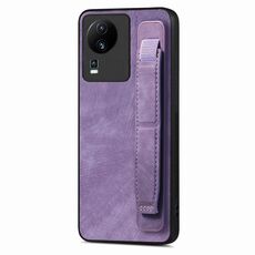 Per vivo iQOO Neo 7 SE Custodia per telefono posteriore in pelle con supporto per cinturino retrò (viola)