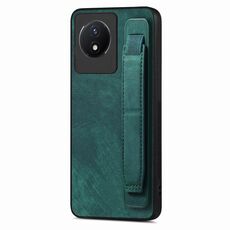 Custodia per telefono posteriore in pelle con supporto per cinturino retrò per vivo Y02 (verde)
