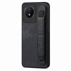 Custodia per telefono posteriore in pelle con supporto per cinturino retrò per vivo Y02 (nera)