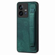 Per vivo iQOO 11 5G Custodia per telefono posteriore in pelle con supporto per cinturino retrò (verde)
