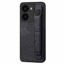 Custodia per telefono posteriore in pelle con supporto per cinturino retrò per vivo Y52T (nera)