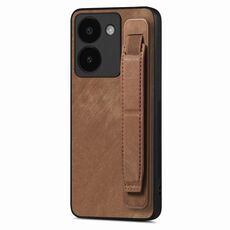 Custodia per telefono posteriore in pelle con supporto per cinturino retrò per vivo Y52T (marrone)