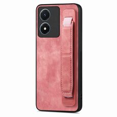 Custodia per telefono posteriore in pelle con supporto per cinturino retrò per vivo Y02S (rosa)