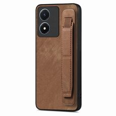 Custodia per telefono posteriore in pelle con supporto per cinturino retrò per vivo Y02S (marrone)