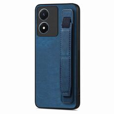 Custodia per telefono posteriore in pelle con supporto per cinturino retrò per vivo Y02S (blu)