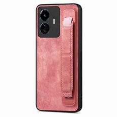 Custodia per telefono posteriore in pelle con supporto per cinturino retrò per vivo Y77 5G (rosa)