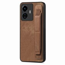 Custodia per telefono posteriore in pelle con supporto per cinturino retrò per vivo Y77 5G (marrone)