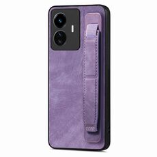 Custodia per telefono posteriore in pelle con supporto per cinturino retrò per vivo Y77 5G (viola)