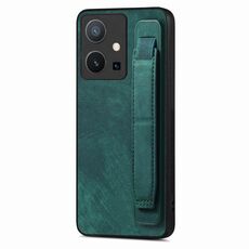 Custodia per telefono posteriore in pelle con supporto per cinturino retrò per vivo Y75 5G (verde)