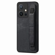Per vivo Y75 5G Retro Custodia per cellulare con retro in pelle con supporto per cinturino (nero)