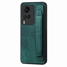 Custodia per telefono posteriore in pelle con supporto per cinturino retrò per vivo X60 (verde)