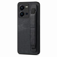 Custodia per telefono posteriore in pelle con supporto per cinturino retrò per vivo Y35 4G (nera)