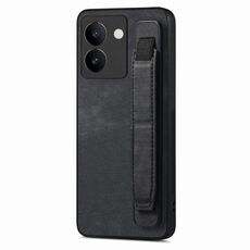 Per vivo S17 / S17 Pro / V29 Custodia per telefono posteriore in pelle con supporto per cinturino retrò (nero)