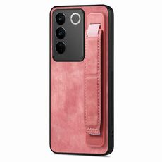 Custodia per telefono posteriore in pelle con supporto per cinturino retrò per vivo S16 / V27 (rosa)