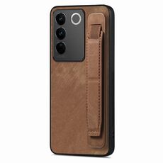 Custodia per telefono posteriore in pelle con supporto per cinturino retrò per vivo S16 / V27 (marrone)