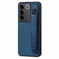 Custodia per telefono posteriore in pelle con supporto per cinturino retrò per vivo S16 / V27 (blu)