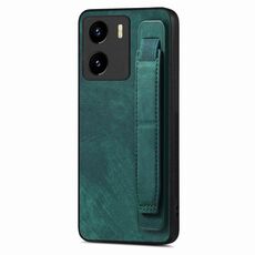 Custodia per telefono posteriore in pelle con supporto per cinturino retrò per vivo Y15s / Y10 (verde)