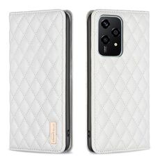 Per Honor 200 Lite Custodia protettiva in pelle magnetica con reticolo di diamanti (bianca)