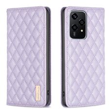 Per Honor 200 Lite Custodia per telefono con vibrazione in pelle magnetica con reticolo di diamanti (viola)