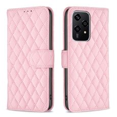 Per Honor 200 Lite Diamond Lattice Portafoglio Flip Custodia in pelle per telefono (Rosa)