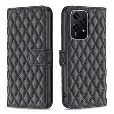 Per Honor 200 Lite Diamond Lattice Portafoglio Flip Custodia in pelle per telefono (Nero)