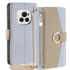 Custodia per telefono in pelle con trama crossbody Litchi per Honor Magic6 Pro 5G (blu)