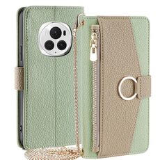 Custodia per telefono in pelle con trama crossbody Litchi per Honor Magic6 Pro 5G (verde)