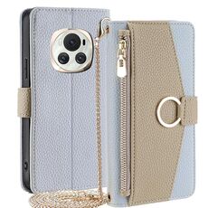 Custodia per telefono in pelle con trama crossbody Litchi per Honor Magic6 5G (blu)