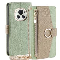 Custodia per telefono in pelle con trama crossbody Litchi per Honor Magic6 5G (verde)