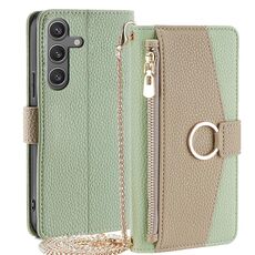 Custodia per telefono in pelle con trama crossbody Litchi per Samsung Galaxy S24 5G (verde)