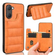 Custodia per telefono con borsa per carta da cucito modello mucca per vivo Y03 4G (arancione)