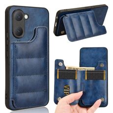 Custodia per telefono con borsa per carta da cucito modello mucca per vivo Y03 4G (blu)