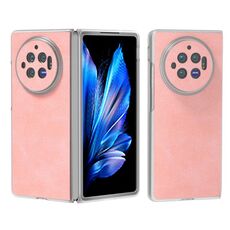 Custodia per telefono con bordo trasparente satinato in pelle PU per vivo X Fold3 (rosa)