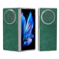 Custodia per telefono con bordo trasparente satinato in pelle PU per vivo X Fold3 (verde)