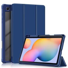 Per Samsung Galaxy Tab S6 Lite Custodia per tablet in pelle acrilica 3 volte in tinta unita in tinta unita (blu scuro)