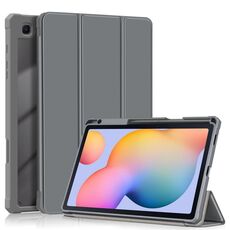 Per Samsung Galaxy Tab S6 Lite Custodia per tablet in pelle acrilica 3 volte in tinta unita in tinta unita (grigio)