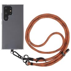 Cordino a tracolla in nylon con catena da collo anti-smarrimento per telefono con trama S da 8 mm, lunghezza regolabile: circa 75-135 cm (nero arancione)