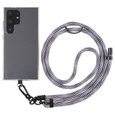 Cordino a tracolla in nylon con catena da collo anti-smarrimento per telefono con trama S da 8 mm, lunghezza regolabile: circa 75-135 cm (nero viola)